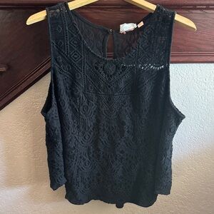 Blue Dahlia Women’s 2X Elegant Black Lace Sleeveless Blouse Bohemian Vibes Top
